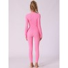 Allegra K Women's Stand Collar Ribbed One Piece Workout Fitness Full Body Shapers with Front Zipper - 2 of 4