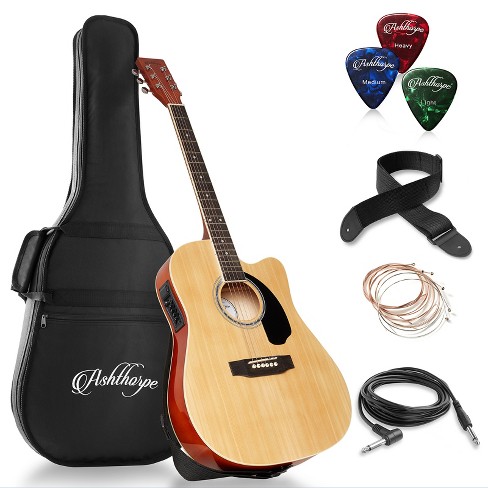 Ashthorpe Full-size Cutaway Thinline Acoustic Electric Guitar