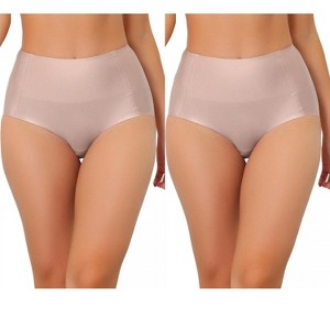 Allegra K Women's Tummy Control Unlined High-Waisted Breathable Hipster Underwear 2 Packs - 1 of 4