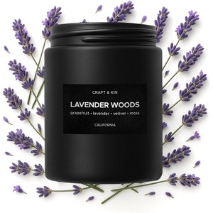 Craft & Kin Wood Wick, All-Natural Soy Aromatherapy Candle in Black Jar - 8 oz - 1 of 4