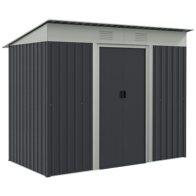 Outsunny Metal Garden Shed, Backyard Tool Storage Shed with Dual Locking Doors, 2 Air Vents and Steel Frame
