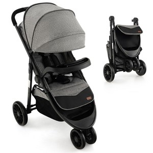 Infans Baby Jogging Stroller Jogger Travel System w/Adjustable Canopy for Newborn Grey - 1 of 4