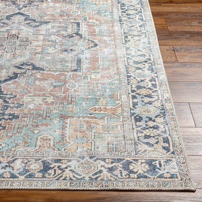 Hauteloom Gray and Navy Washable Polyester Area Rug 8'10" x 12'