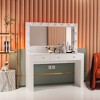 Adelaide Lighted Makeup Vanity White - Boahaus: 3 Drawers, 14 LED Bulbs, Bedroom Bathroom Decor - 4 of 4