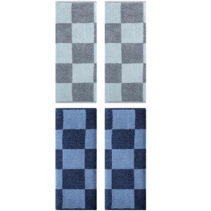 REGALWOVEN Checkered Cotton Face Bathroom Decorative Hand Towels 4 Packs - 1 of 4