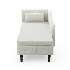 60" Velvet Storage Chaise Lounge - Multifunctional 2-in-1 Tufted Bench with Solid Wood Legs, Nailhead Trim & Included Pillow, 300lb Capacity - 4 of 4