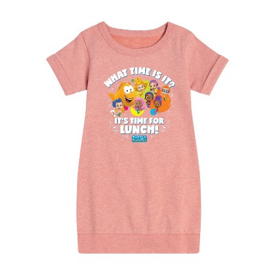 - Bubble Guppies - Time For Lunch Graphic Short Sleeve Fleece Dress