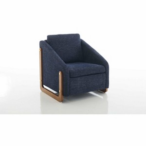 Dexmalle Chenille Upholstered Armchair with Wooden Side Frame - 1 of 4