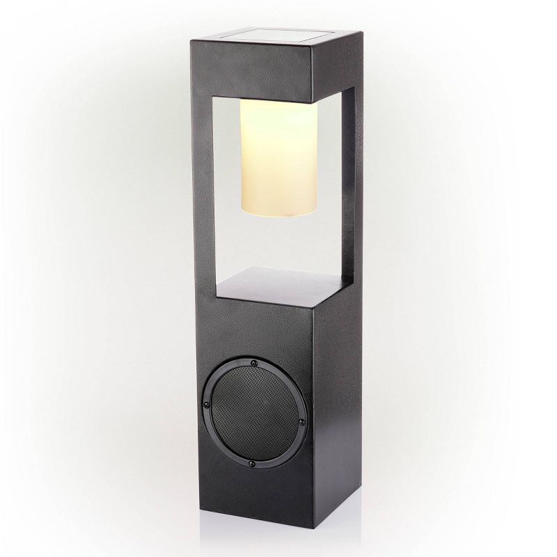 Outdoor Metal Lantern with LED Light and Bluetooth Speaker Black - Alpine Corporation, 1 of 9