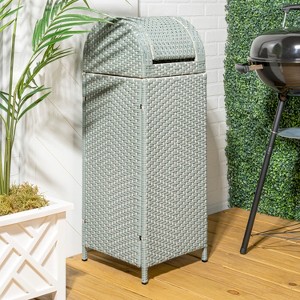 happimess Darla All-Weather Wicker/Metal Swing Top Hideaway Outdoor Trash Can - 1 of 4