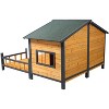 Chery Life Brown 64" W x 53.5" D x 39.5" H Wooden Outdoor Dog Kennel with Elevated Floor & Porch, Weatherproof Puppy Shelter Fits Small or Medium Dog - 4 of 4
