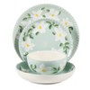 Bloomhouse Magnolia Bloom 16 Piece Double Bowl Hand Painted Stoneware Plates and Bowls Floral Dinnerware Set - 4 of 4