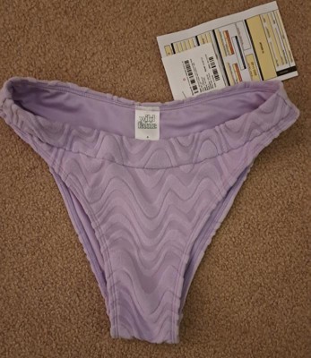 Women's Wavy Terry Textured Mid-Waist Ultra High Leg Cheeky Bikini Bottom -  Wild Fable™ Lilac Purple X