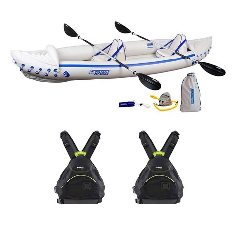 Sea Eagle 370 Pro Inflatable Kayak With Nrs Adult Large Life Vest (2 Pack)