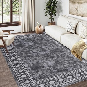 Runner for Hallway Washable Kitchen Rug Non Slip Vintage Farmhouse Soft Grey Low Pile for Living Room Bedroom Decor Nursery - 1 of 4