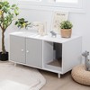 Costway Cat Litter Box Enclosure Cat Washroom Hidden Litter Box Enclosure Grey - 3 of 4