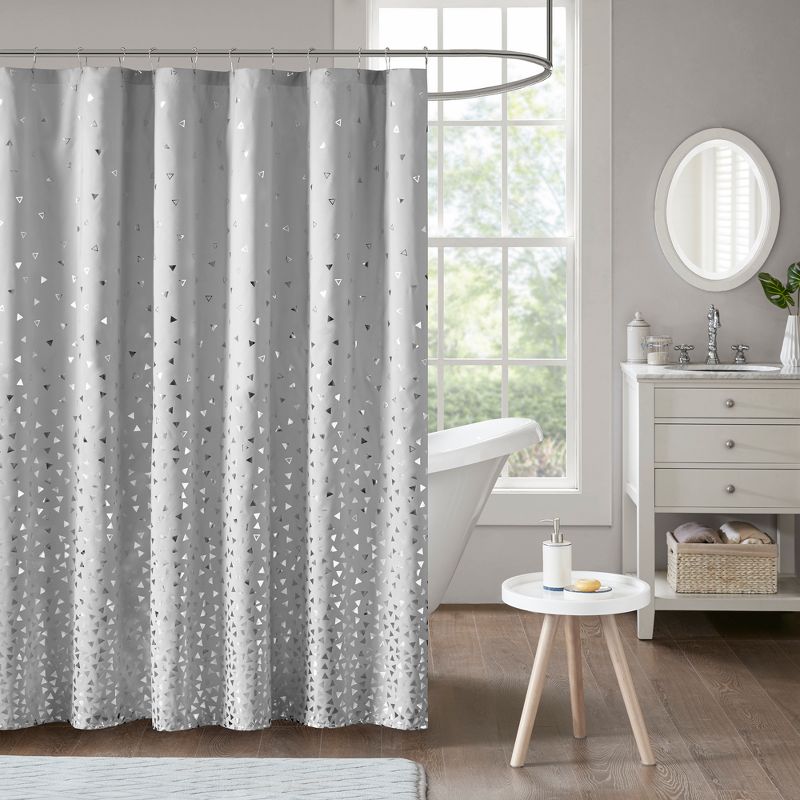 Nova Printed Shower Curtain Gray/Silver, 1 of 6