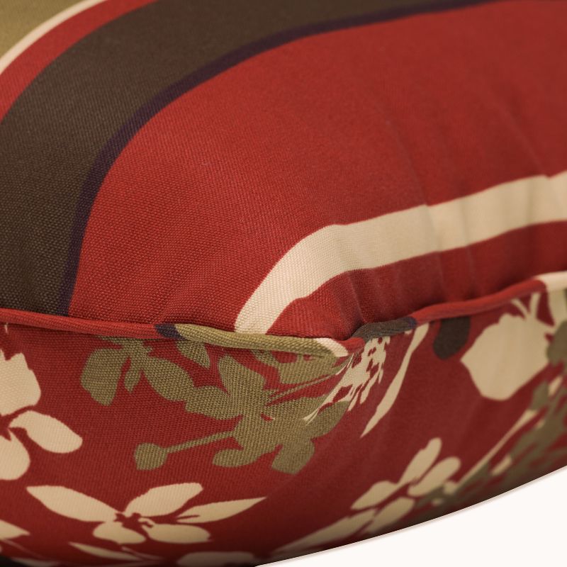 2-Piece Outdoor Reversible Square Pillow Set - Brown/Red Floral/Stripe 18&#34; - Pillow Perfect, 4 of 10