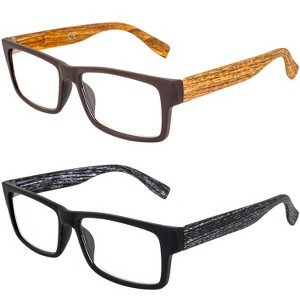 2 Pairs of Global Vision Eyewear Wood Bifocal Reading Glasses with +3.0 Bifocal Clear, Clear Lenses - 1 of 4