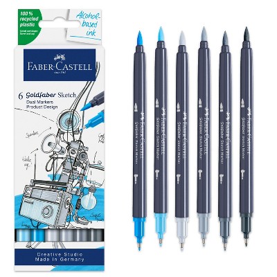 Faber-Castell Goldfaber Sketch Markers Product Design: Multicolored Art & Craft Tool Set, 6 Pieces, Includes Waterbrush