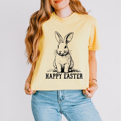 Simply Sage Market Happy Easter Bunny Outline Boxy Crop Top