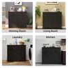 ORRD Farmhouse 20 Gallon Trash Cabinet with Tilt-Out Bins & Hideaway Drawer, Barn Door Style Recycling Station for Kitchen/Laundry（Black） - 3 of 4