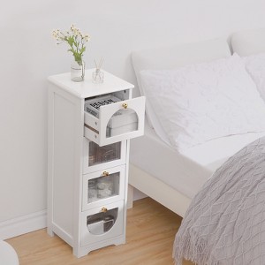 Slim Freestanding Bathroom Cabinet - Small Storage Organizer with Drawers, 11.8 x 11.8 x 33.1 Inches - 1 of 4