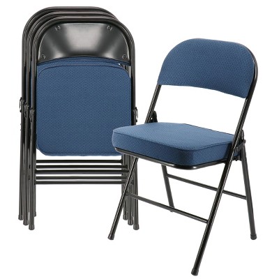 Elama 4 Piece Metal Folding Chair With 2.2 Inch Padded Seats In Dark ...