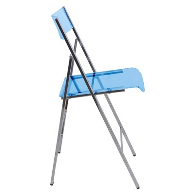 Menno Blue Acrylic Armless Folding Dining Chair