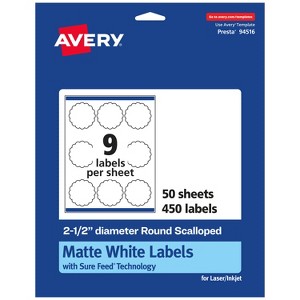 Avery White Round Scalloped Labels, 2.5" diameter - 1 of 4