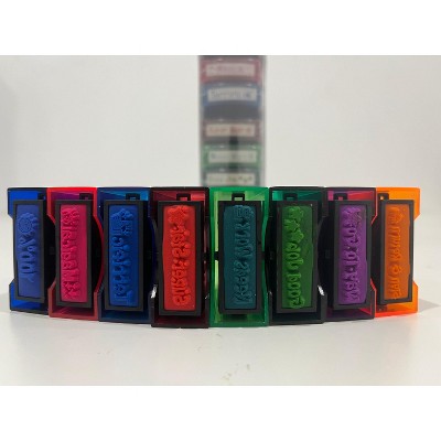 4E's Novelty Teacher Stamps for Classroom Grading, 8 Pcs Self Inking Teacher Stamp with Signs