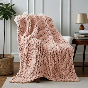 Peace Nest Handmade Chunky Knit Chenille Yarn Throw Blanket 50"x60" - 1 of 4