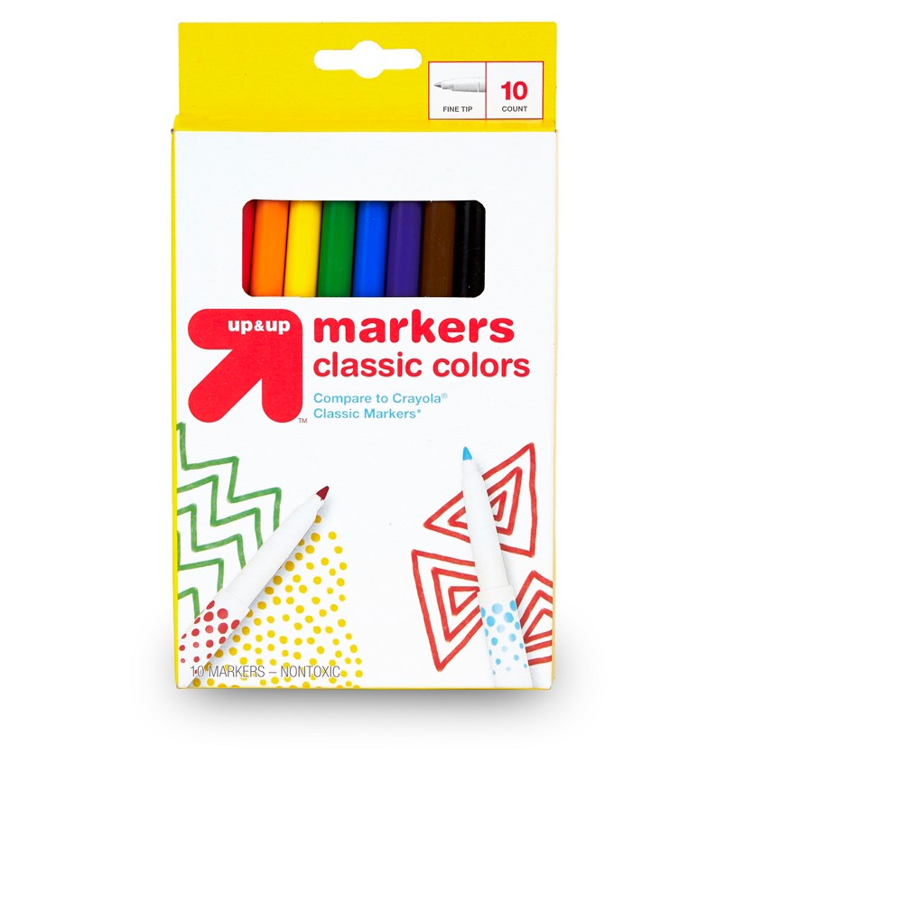 10ct Markers Fine Tip Classic Colors - Up&Up was $1.99 now $0.65 (67.0% off)
