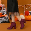 BLISSFUL STEP Women's Back to College Party Ruffle Pointed Toe Block Heel Ankle Boots - 2 of 4