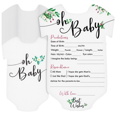 Sparkle and Bash 50 Pack Girl Baby Shower Prediction and Advice Cards for Parents to Be, Party Game with Floral Design, 5 x 7 In