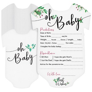 Sparkle and Bash 50 Pack Girl Baby Shower Prediction and Advice Cards for Parents to Be, Party Game with Floral Design, 5 x 7 In - 1 of 4