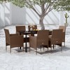 vidaXL 7 Piece Patio Dining Set with Cushions Brown and Black - 55.1" Table Length 6 Items - 2 of 4