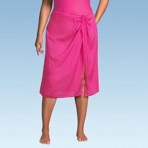 Lands' End Women's Sheer Modal Twist Front Knee Length Swim Cover-up Skirt - 1 of 3