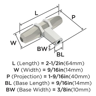 Amerock London 2-1/2 inch (64mm) Length Satin Nickel/Polished Chrome Cabinet Knob
