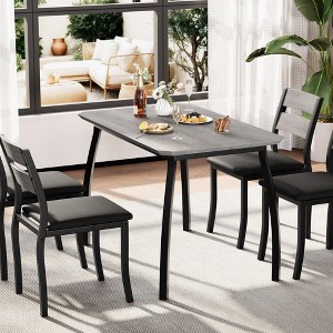 Dining Table Set for 4, Modern Kitchen Table Chairs Set of 4 with Chamfered Edges & Cushioned Seats - 1 of 4