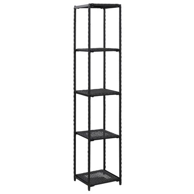 vidaXL Storage Shelf Black 11.8 in.x11.8 in.x59.1 in. Poly Rattan