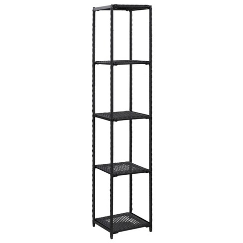 vidaXL Storage Shelf Black 11.8 in.x11.8 in.x59.1 in. Poly Rattan - image 1 of 4