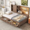 PAGED Twin Size Daybed Modern Wooden Bed Frame with Trundle and 2 Drawers for Bedroom, Living - 2 of 4