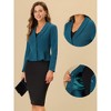 INSPIRE CHIC Women's Vintage Shawl Collar Long Sleeve Ruffle Hem Work Short Blazer - 2 of 4