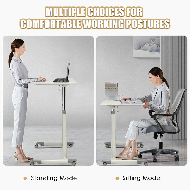 Costway Height Adjustable Computer Desk Sit to Stand Rolling Notebook Table Portable, 5 of 11