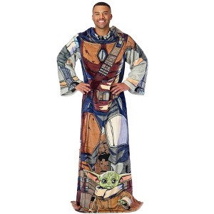 Star Wars: The Mandalorian Mando Adult Silk Touch Throw Blanket with Sleeves, 48" x 71" Multicolored - 1 of 4