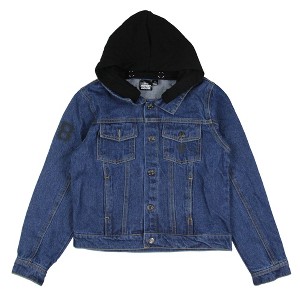 Disney Boy's Mickey Mouse Removable Hood Long-Sleeve Denim Jacket Kids Coat - 1 of 4