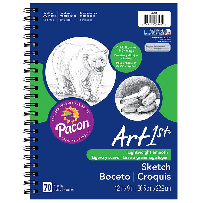 UCreate Sketch Diary, Standard Weight, 12" x 9", 70 Sheets, Pack of 3, 2 of 3