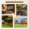 8 Person Brown Wooden Picnic Table, Outdoor Camping Dining Table with 2 Seats 2220lb Capacity - 3 of 4