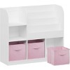 Kids Toy Storage Organizer with 3 Foldable Fabric Drawers, Wooden Open Shelf Bookcase with Storage Cubbies for Home Playroom, Hallway & Kindergarten - 3 of 4